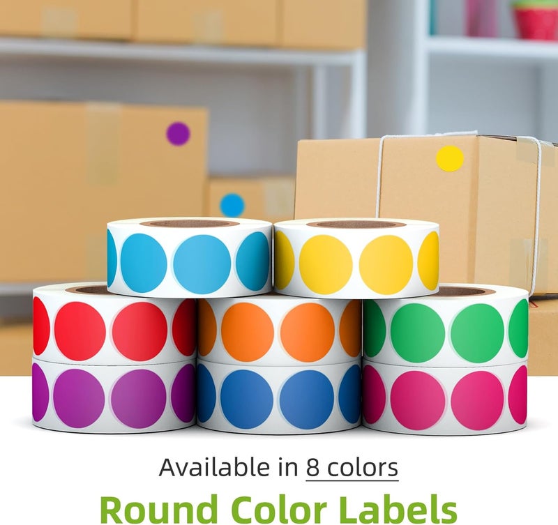 Anylabel 3/4" Round Color Coding Circle Dot Labels 4000 PCS Includes Bright Yellow Green Red Pink Orange Blue(8 Rolls,500 Labels/Roll) - Image 4